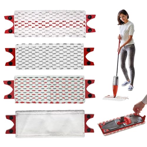 Wischmopp Bezug Wischer mit Sprühfunktion 4X für Vileda Bodenwischer Ersatzbezug Wischmopp Ersatz Mikrofaser Set 14cm*46cm für Vileda Mop Ersatz 2in1 Mop Ersatz Staubwischer
