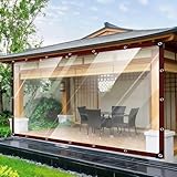 Plane Wasserdicht 110 x 430 cm, Wasserdicht Durchsichtig UV Best Ndig, Schimmelresistent, Größen Wählbar, wasserdichte Transparente Plane mit Ösen, mit Bindeseil für Gartenmöbel Pavillon Pool, A