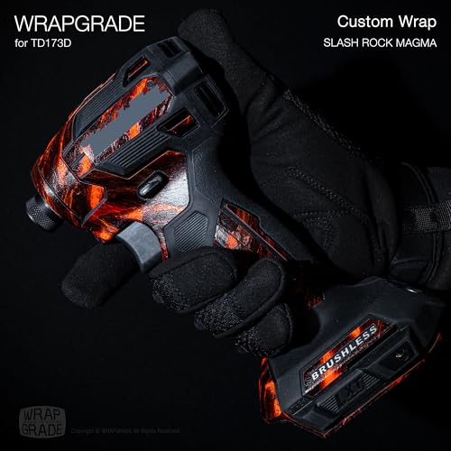 WRAPGRADE Custom Wrap Aufkleber Abziehbild kompatibel mit Makita DTD173 18V LXT (Slash Rock Magma)