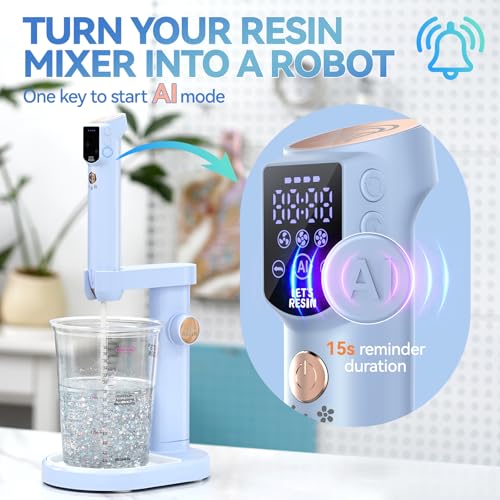 LET'S RESIN Upgraded Rechargeable Resin Mixer with Stand,3-Speed Epoxy Mixer with Minimizing Bubbles, Electric Resin Mixing Tool For Epoxy Resin, Silicone, Paint, DIY Crafts (Included 2 Sizes Paddles) - Image 4