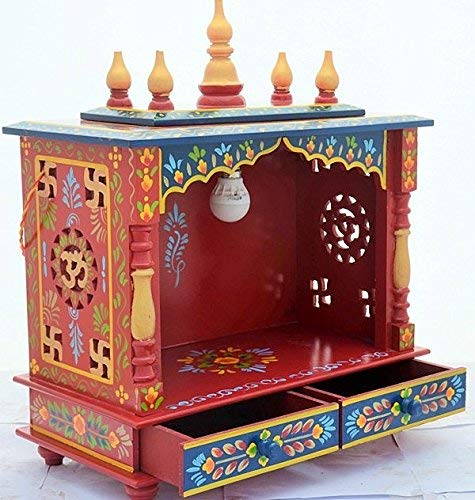 Wooden Home Mandir Modfash o templo de madera iluminado para interiores 2