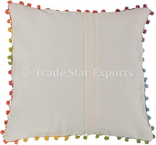 Miniatura 2 de Trade Star Funda de almohada de primavera 100% algodón, decoración de otoño, transpirable, decorativa, hecha a mano, 16 x 16 pulgadas, funda de