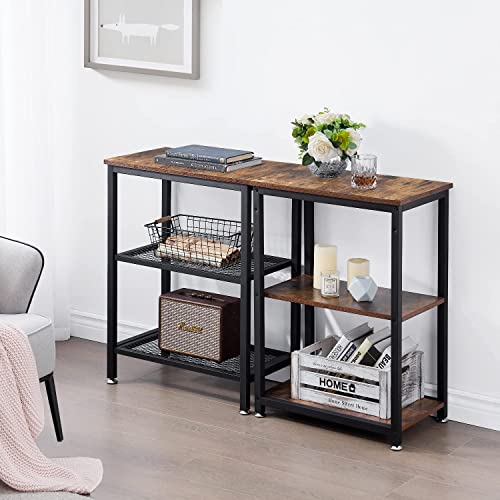 Vecelo Tall End Side Table, 30" Height Nightstand With 3-Tier Storage Shelf For Living Room Bedroom Office Hallway Study, 1-Pack, Brown #TOP5