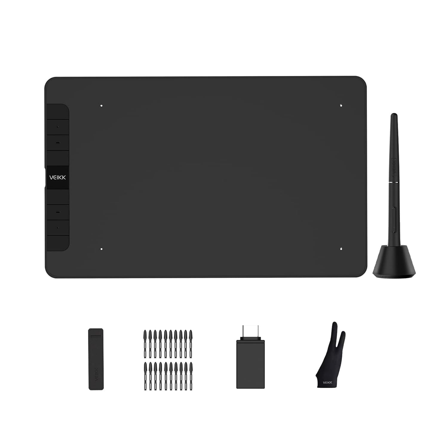 VK1060 Drawing Tablet, 10 x 6" /25.4 x15.2cm Graphics Pen Tablet with 8 Shortcut Keys, 8192 Levels Battery Free Pen Supports Tilt Function, Work for Digital Art Drawing, Animation, Design, Black