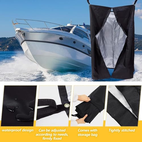 Cortina de privacidad para botes con bolsa, tienda impermeable para pontón, toldo portátil impermeable para ducha bajo toldo Bimini, división fácil de montar para pontones miniatura 7