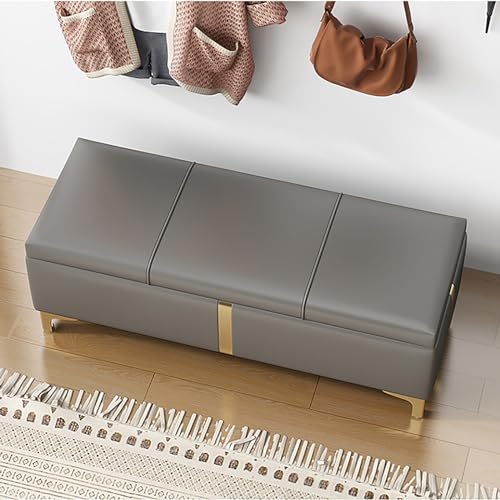 Moderno banco de almacenamiento para dormitorio, elegante otomana con almacenamiento oculto, asiento multiusos para entrada, sala de estar, oficina, pasillo, mejora la nización de 15.7 pulgadas