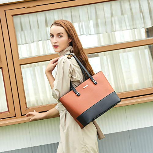 Image of Women Fashion Synthetic Leather Handbags Tote Bag Shoulder Bag Top Handle Satchel Purse Set