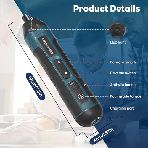 Pckobever Electric Screwdrivers Cordless,21 in 1 Electric Cordless Screwdriver Set,3.6V Rechargeable Cordless Screwdriver Set,Adjustable Torque Cordless Screwdriver for Home DIY Light Industrial Use - Image 3
