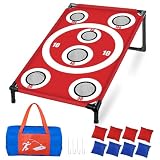 NZQXJXZ Cornhole Board Set with 8 Bean Bags 3x2 Ft Corn Hole Games Portable Cornhole Set for Indoor and Outdoor Ideal for Kids, Adults, Camping,Travel,Beach, Yard