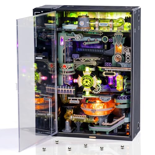 ROBOTIME Puzzle 3D Ciudad Alquímica – Maqueta Interactiva con Canicas y Luces, Kit Mecánico DIY de PVC para Adolescentes y Adultos, MR04S