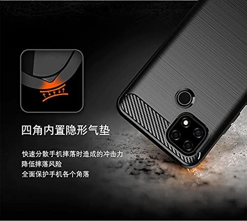 Miniatura 2 de FZZSZS Funda para Oppo Realme C21 + 2 unidades Protector de pantalla de vidrio templado, carcasa de fibra de carbono negro, funda de silicona suave