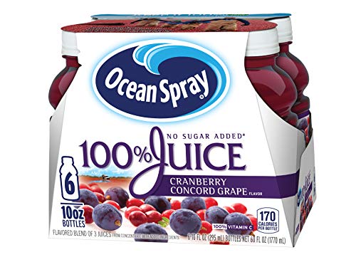 Image of Ocean Spray 100% Juice Cranberry Concord Grape, 10 Ounce Bottles (Pack Of 6 )