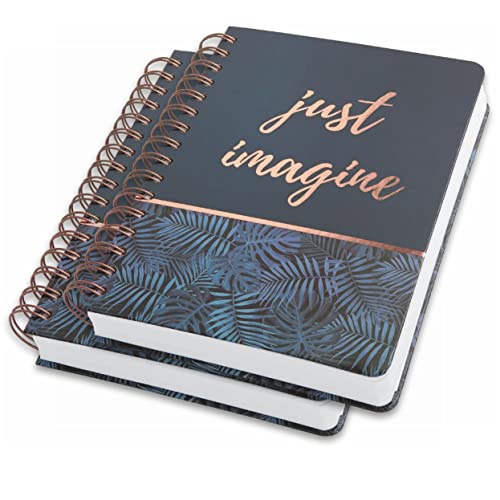 Cahier à spirales A5 carnet de notes couverture rigide rigide pointillés pointillés bleu or 2x