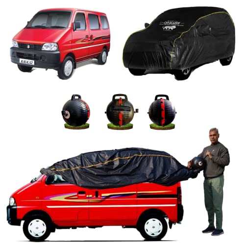 Image of CARBLAZER Portable & Semi-Automatic Full Body Car Covers: Heavy Duty Device| Anti-Theft| Dust & Scratch Proof | Water & Wind Resistant|Custom Fit| Dual-Side Cover, Compatible for Maruti Suzuki Eeco