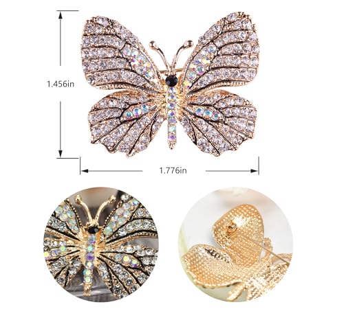 Image of Gyn&Joy Multi-Color Crystal Rhinestone Winged Butterfly Pin Brooch BZ030