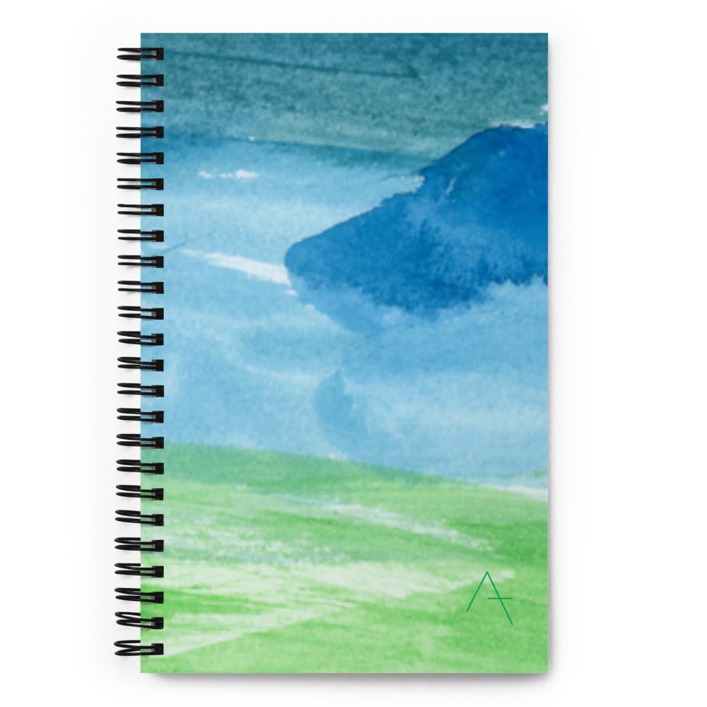 Relaxing Thought Spiral Notebook, 140 Dotted Pages, Watercolor Landscape Cover, Wire-O Binding