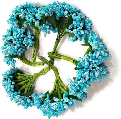 Artificial Pollen Hair Accessories Jewelry Fake Flowers for Home Decoration | Pollen Flowers for Art & Craft and Jewellery Making Decorations Jasmine Artificial Flower (Light Blue, Pack of 4 Bunch) (B08X1MGZPH) Amazon Price History, Amazon Price Tracker