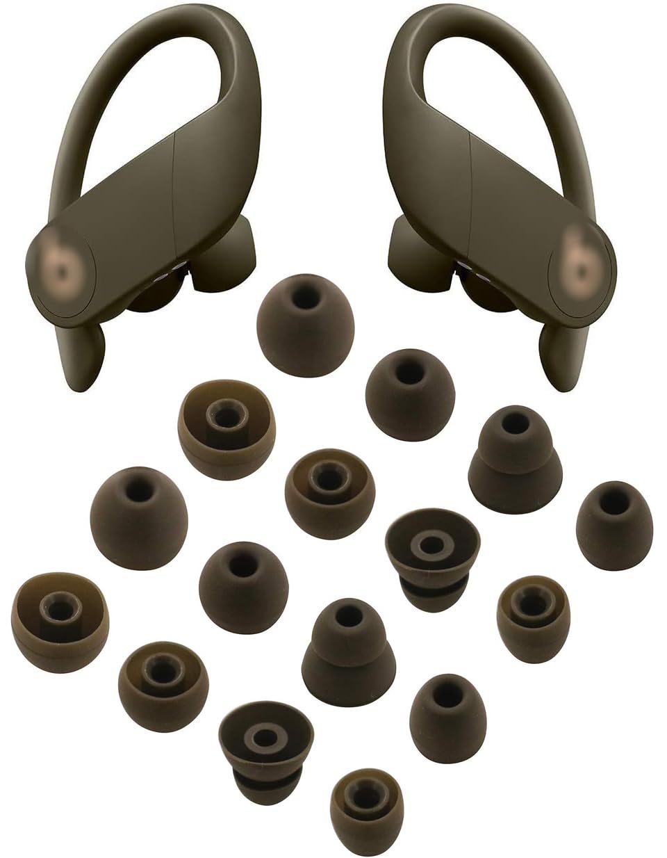 ALXCD Replacement Ear Tips for Powerbeats Pro Headphone, 8 Pairs S/M/L/D 4 Sizes Soft Silicone Earbud Tips, Fit for Powerbeats Pro (Moss)