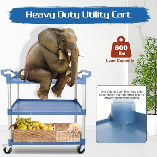 Utility-Carts-with-Wheels-Large-Size-Rolling-Cart-with-Wheels-Heavy-Duty-600-LBS-Food-Cart-with-Lockable-Wheels-and-Hammer-for-KitchenOfficeWarehouse-395-D-x-193-W-x-395-HGrey-Large-Size