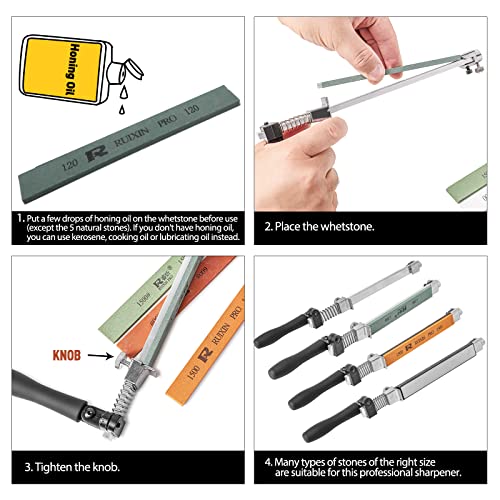 Ruixin Pro Rx-008 Professional Knife Sharpener With 9 Whetstones, 360° Rotation Flip Design Fixed-Angle Stainless Steel Kitchen Chef Knife Sharpening Kit Abrasive Holding System Tools #TOP4