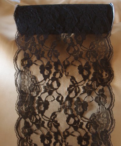 AK TRADING CO. 9" Wide x 10 Yards Floral Pattern Crochet Lace Ribbon for Decorating, Floral Designing and Crafts - Select from 3 Colors (Black)