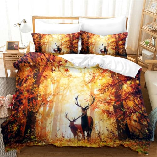 Cadeau homme et mariage parure de lit 240x260 élan orange avec taies d'oreiller