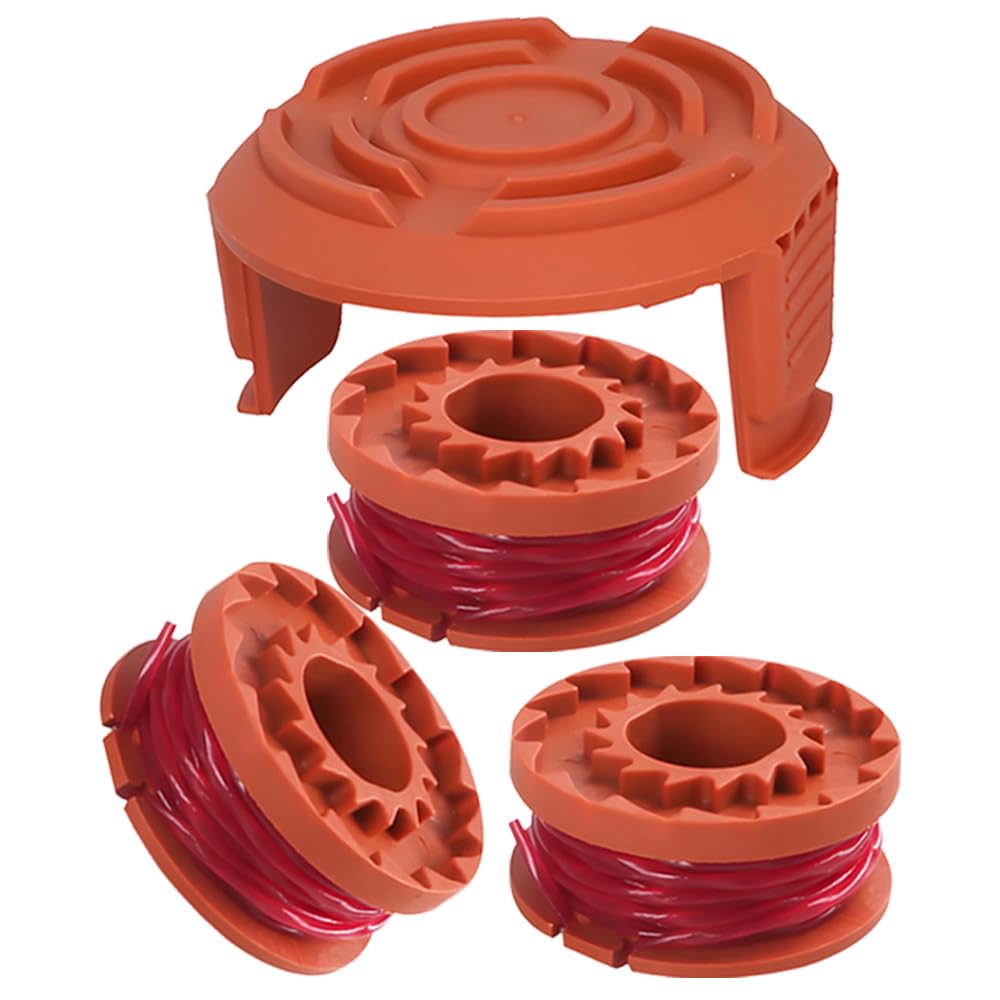 3 Trimmer Spool Lines 1 Spool Cover Cap Compatible with WG180 WG163 WG175 and Worx 20V Grass Trimmers, Double Autofeed Spool Wire 1.65mm x 3m
