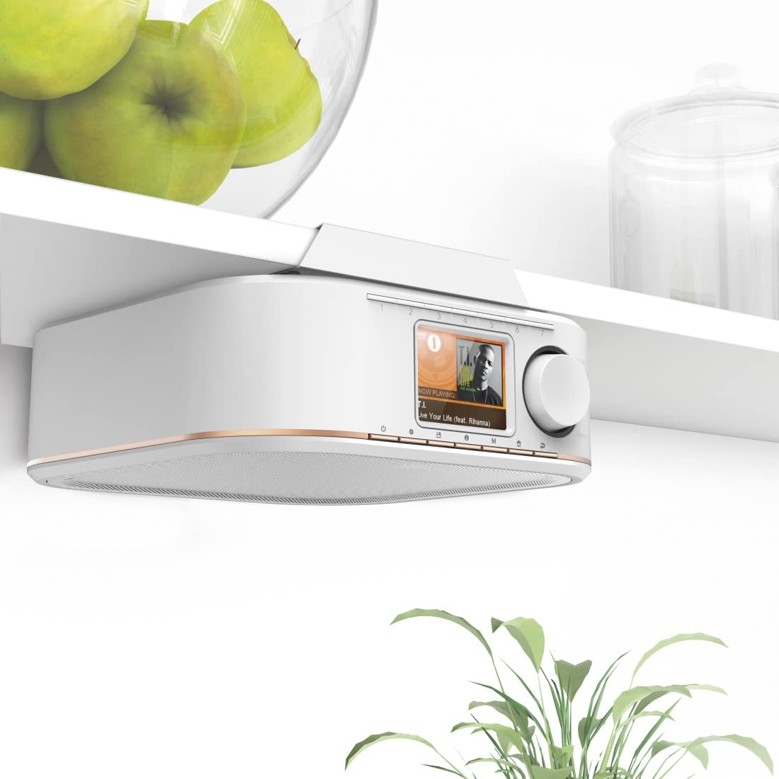 Hama Radio numérique "DR350", FM/DAB/DAB+ (pour réception FM / DAB / DAB +,radio de cuisine sous comptoir, écran couleur, fonction d'alarme, fonctionnement sur secteur) Blanc