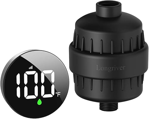 Tem8(R7Pro) Accesorio de filtro de ducha de baño con pantalla de temperatura inalámbrica Purificador de agua dura 99.99% elimina cloro y metales
