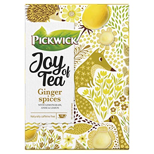 Pickwick Joy Of Tea Ginger Spices Kruidenthee met Citroenverbena, Gember, Citroengras en Anijs (60 Theezakjes, 100% Natuurlijk), 4 x 15 Theezakjes - Afbeelding 3