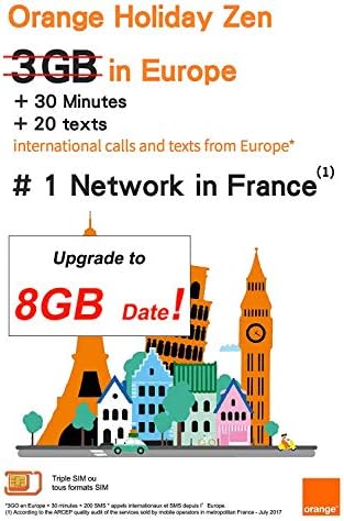 Orange Holiday Europe - 3GB Internet Data in 4G/LTE (currently 8GB promotion) + 30mn + 200 Texts from 30 Countries in Europe to Any Country Worldwide