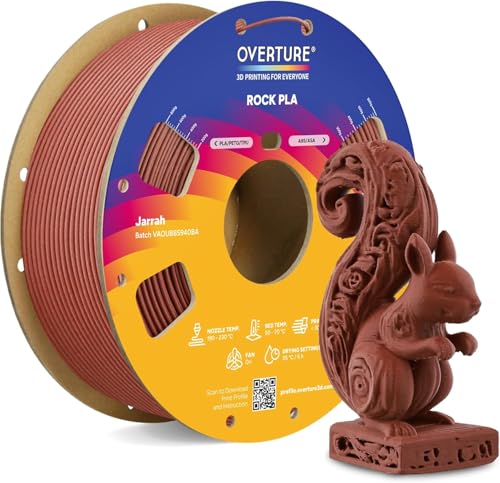 OVERTURE Marble PLA 3D Printer Filament 1.75mm, Rock PLA, 1kg Jarrah