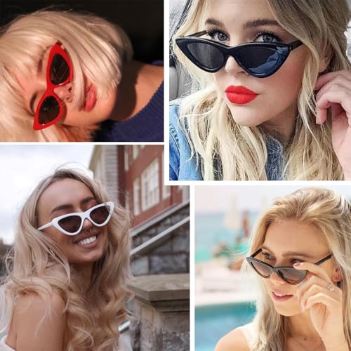 IOHLNG Retro Vintage Cat Eye Sunglasses for Women Men Narrow Cateye Trendy Sun Glasses2