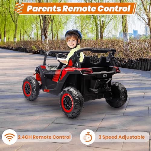 ANRLI 24V Ride on Car 2 Seater Ride on Toys for Big Kids 4WD 4X200W Off-Road Powerful UTV Ride on Truck Electric Vehicle Birthday Gift for Boys & Girls Ages 3-8, Red — view 6