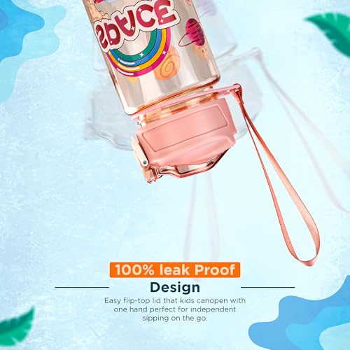 Image of BAYBEE Galaxy Kids Water Bottle 800ml | Leak-Proof Baby Sipper Bottle with Flip Lock Lid & Silicone Straw | BPA-Free School Water Bottle for Boys & Girls, Drinking Training Sipper Bottle Kids (Pink)