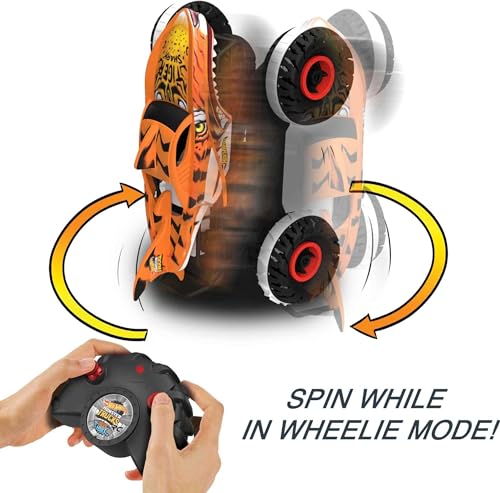 Hot Wheels Monster Trucks Voiture Télecommandé Requin Tigre Inarrêtable avec Pneus Tread Attack et Technologie Terrain Stomp Conduite sur 2 ou 4 Roues Jouet pour Enfant de et Plus HGV87 - vue 4