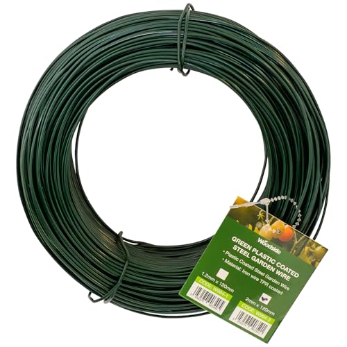 Woodside Green Plastic Coated Steel Garden Wire 2mm x 120m Flexible Twist Tie for Garden Home & Craft Projects Rust-Resistant Easy-to-Cut
