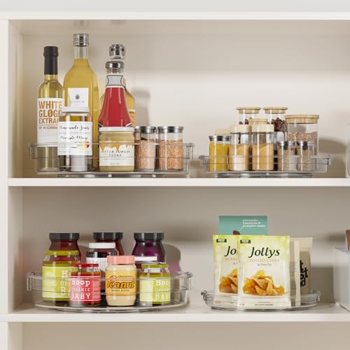 LAMU 3 Pack Lazy Susan Organizer Turntable for Cabinet, Rotating Condiment Organizer for Kitchen Pantry Organizers and Storage, Table Top, Fridge, Countertop, Spice Organization, 9.25'' 10.6'' 12'' - Thumbnail 3