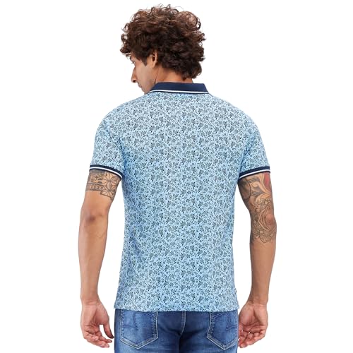 Image of Raymond Men's Modern Fit Print Pattern Pure Cotton Half Sleeve Polo Casual T-Shirt