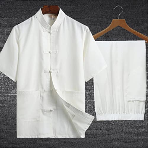 Traditional Chinese Man Clothing 2 Pieces Set Tai Chi Kung Fu Uniforms Short Sleeve Linen Casual Chinese Costumes #TOP2