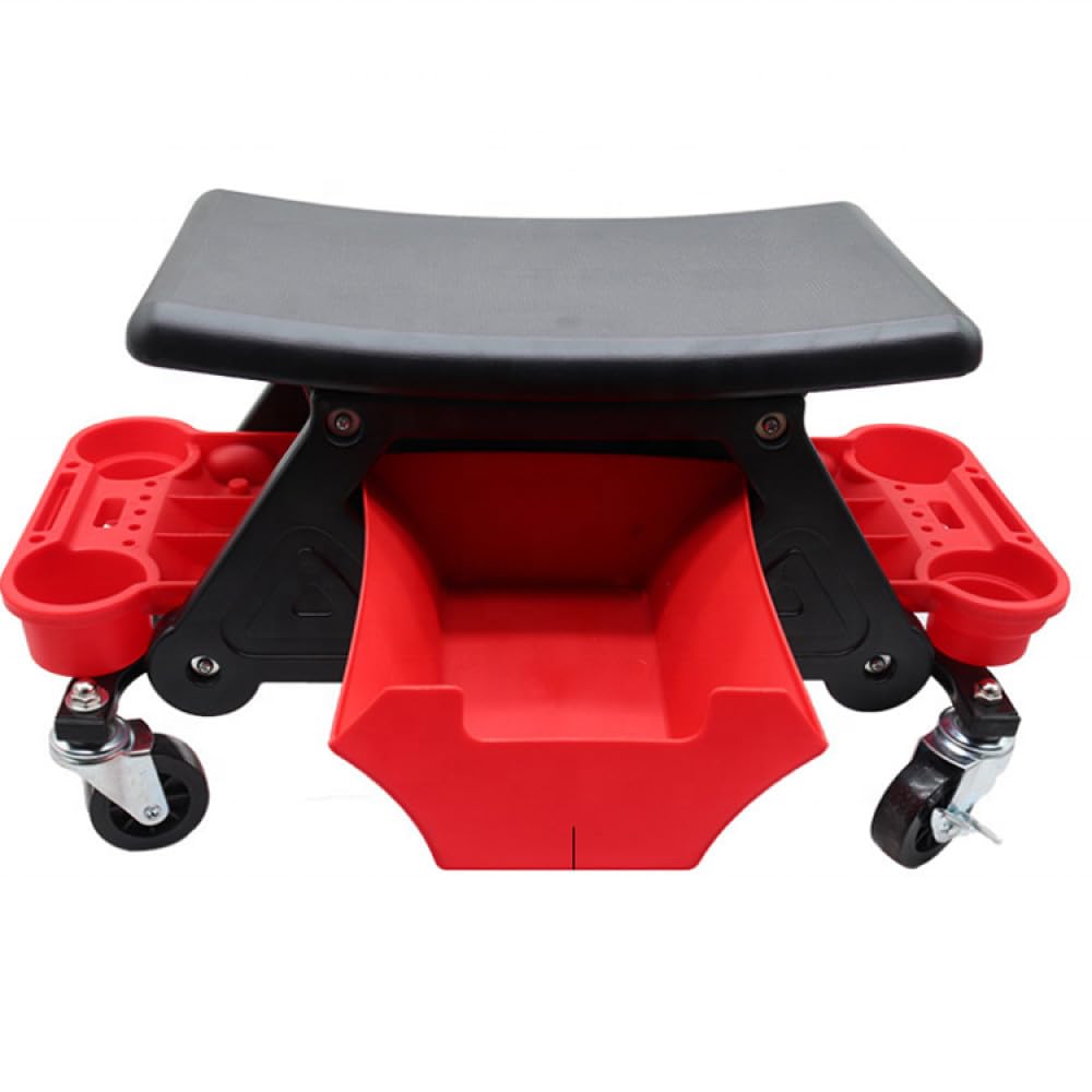 Trade Shop - Sgabello da Officina Meccanico 136kg Seggiolino Carrello Auto Moto con 4 Ruote