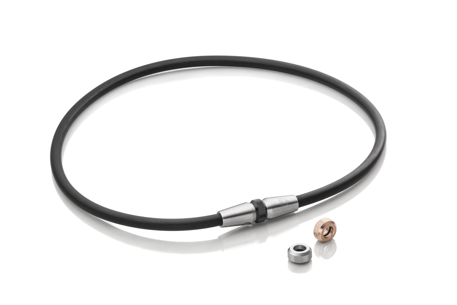 LunavitMagnetic Unisex Necklace Clic Mag 3.0, Interchangeable Charms in Rose, Silver, Black, One 2000 Gauss Neodymium Magnet, 46-55 cm