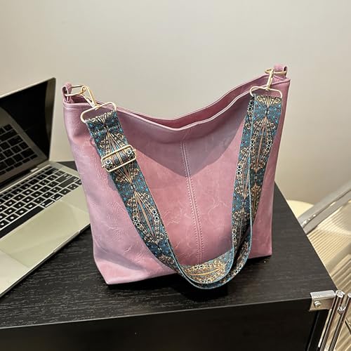 Image of Hobo Bags for Women Crossbody Bag Guitar Strap Purse Vegan Leather Shoulder Handbags Boho Purses Tote Bucket Bag