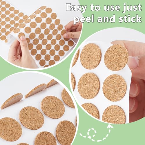 Image of BENECREAT 1400pcs 0.7x0.06 Inch Adhesive Cork Circles, Flat Round Self-Adhesive Cork Round Dots Mat for Cabinets, Table Top Items, Scratching, Furniture, Electronics