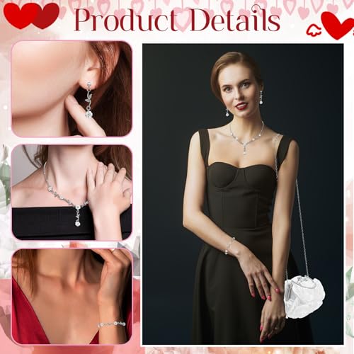 Image of Hicarer 5 Pcs Women Rose Clutch Purse Rose Jewelry Accessories Set