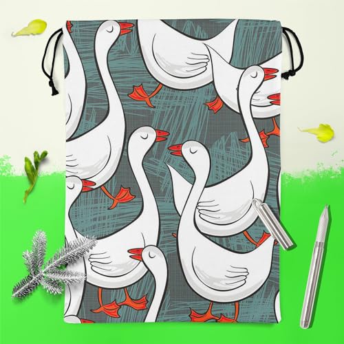 Image of ArtzFolio White Gooses | Reusable Sack Bag | Bag for Gym, Storage, Vegetable & Travel
