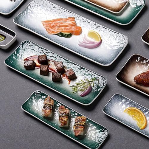 Set de 2 platos sushi cerámica rectangulares 10 pulg miniatura 4