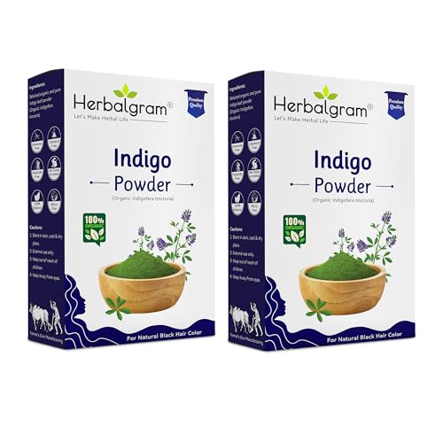 Image of 100% Pure & Natural Indigo Powder 200gm Hair Dye for Deep Black & Brown Shades Cruelty-free & Vegan for Natural Hair Coloring Pack of 2 x100gm