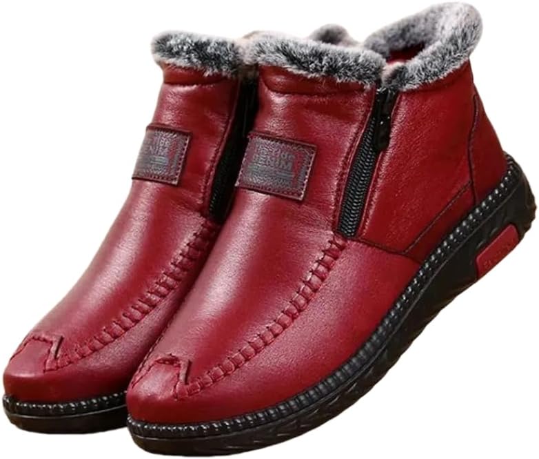 Winter Snow Boots for Women, Fur Lined Warm Ankle Booties, Botas De Invierno Para Mujert,Outdoor Anti-slip Waterproof Comfortable Short Boot
