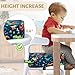 E1F1NN DOT Toddler Booster Seat for Dining Table, Portable Kids Booster Seat with Safety Buckles, High Cushion for Travel with Non-Slip Bottom (Blue Dinosaur)